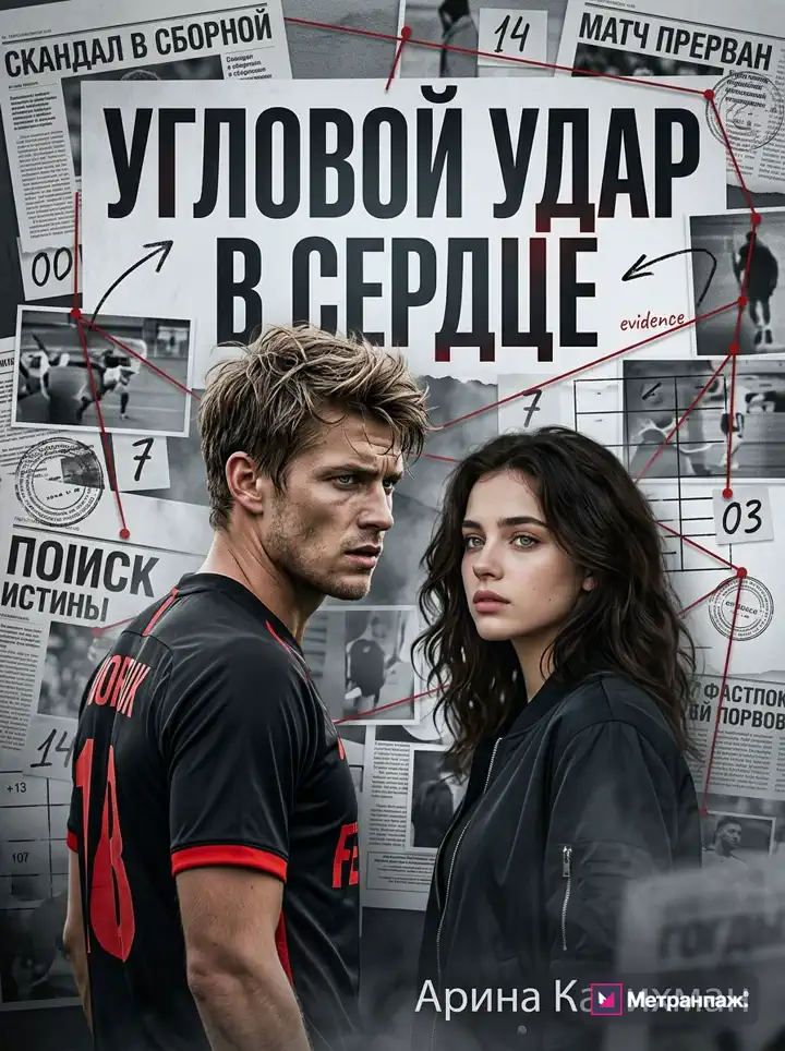 Обложка young adult романа «Угловой удар в сердце», создана онлайн в Метранпаже