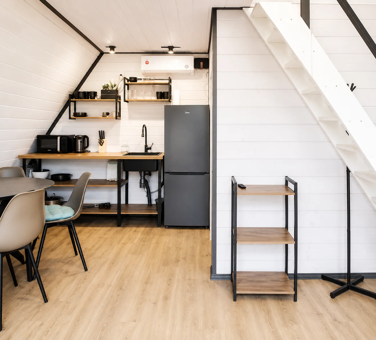 Modern Scandinavian wooden interior and kitchen