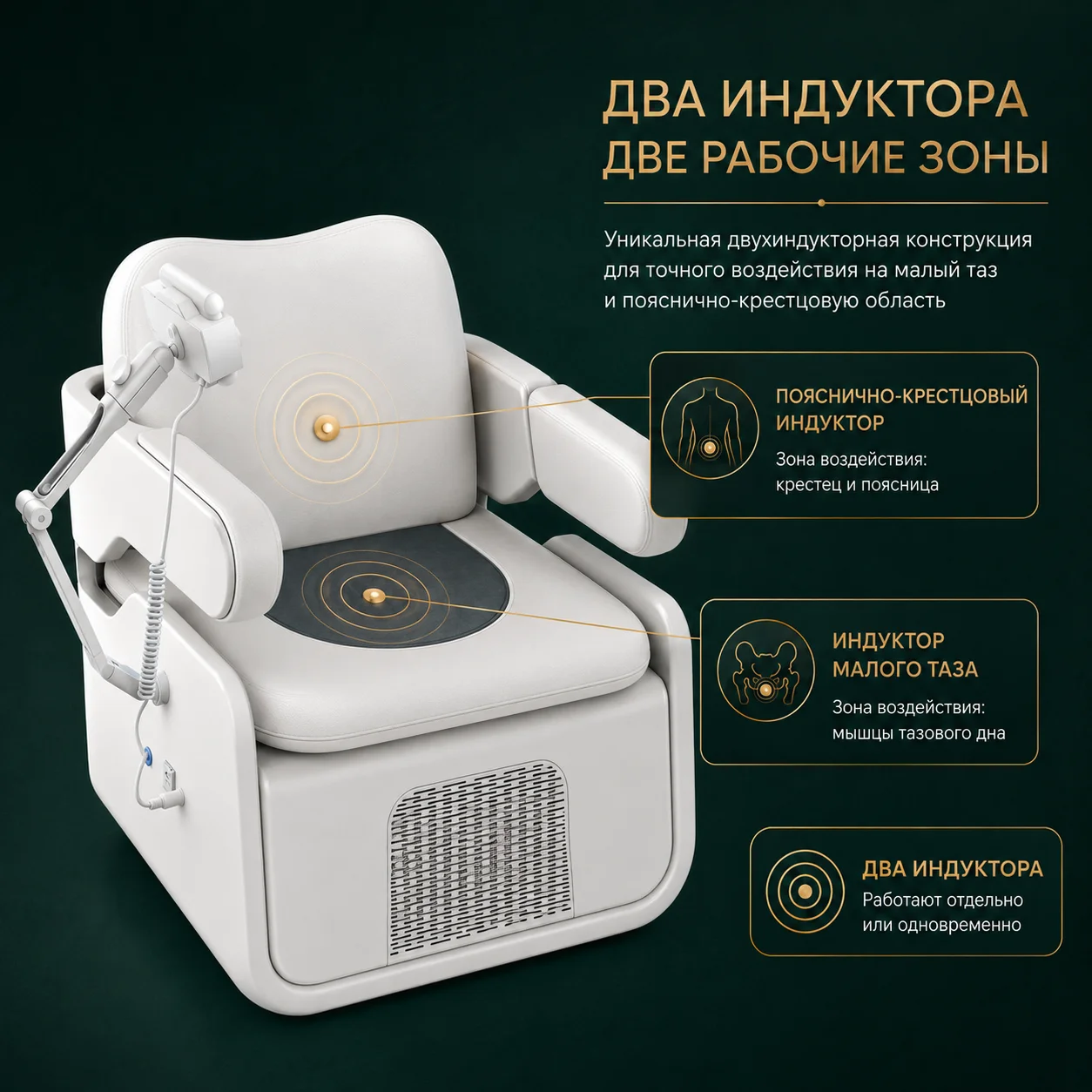 Трон Кегеля — два индуктора и две рабочие зоны