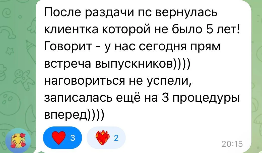 Отчёт о вернувшейся клиентке