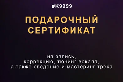 Подарочный сертификат студия Gonnasound