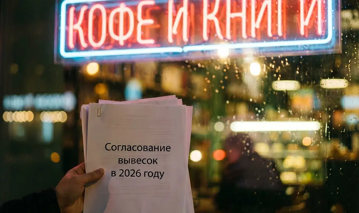 Вывеска на фасаде здания в Москве