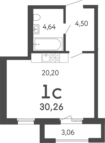 Планировка квартиры 30.26 м²
