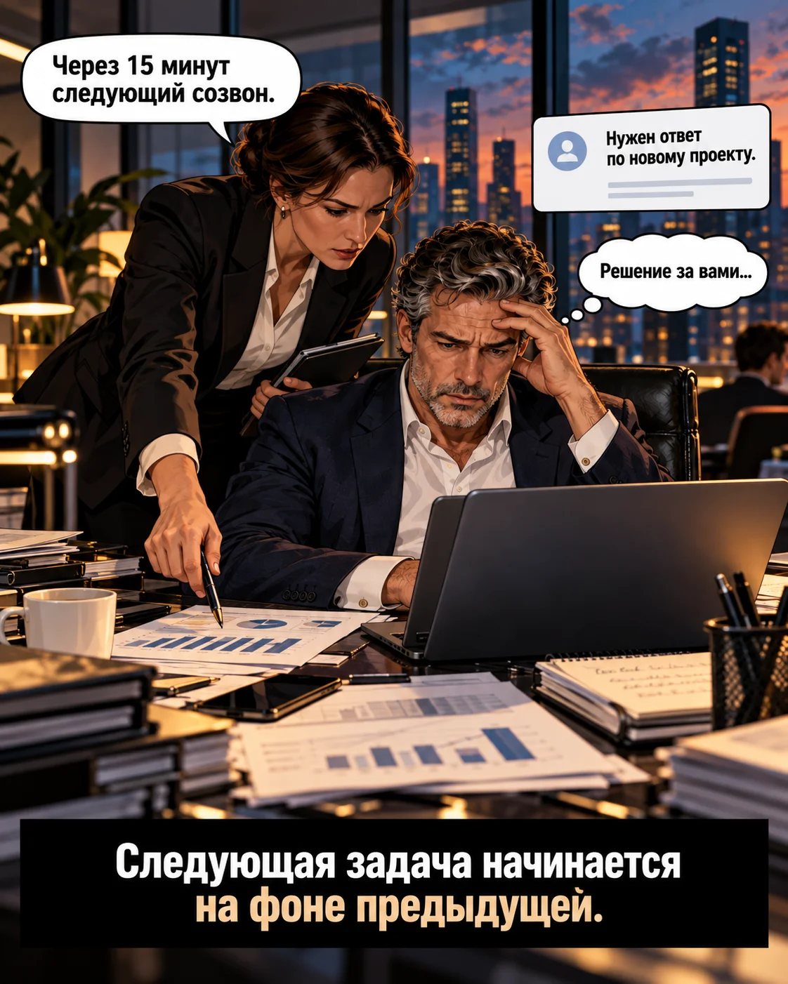 Следующая рабочая задача начинается на фоне предыдущей