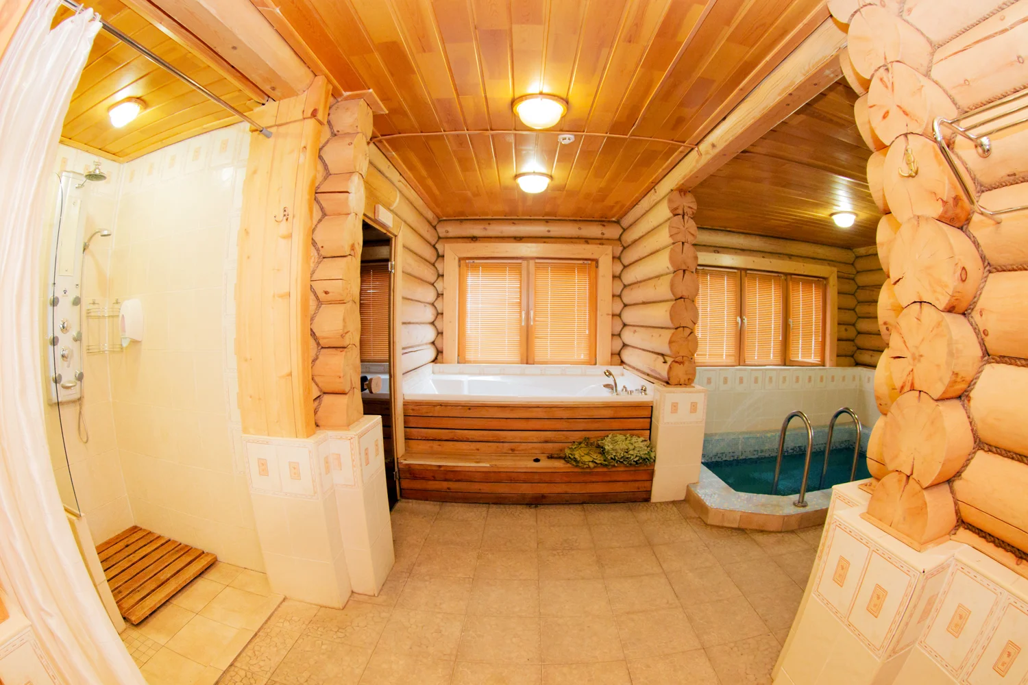 Wood-lined Russian banya interior from AlexPar consulting materials