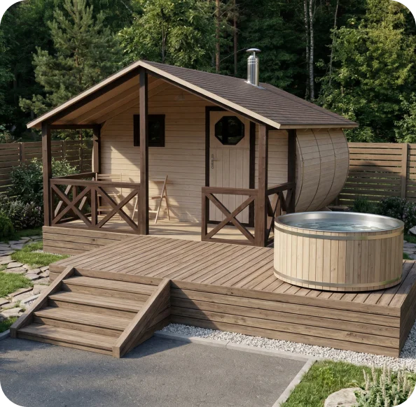 Сканди-баня с подиумом