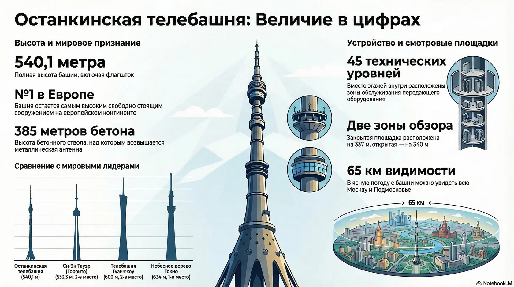 Характеристики Останкинской телебашни