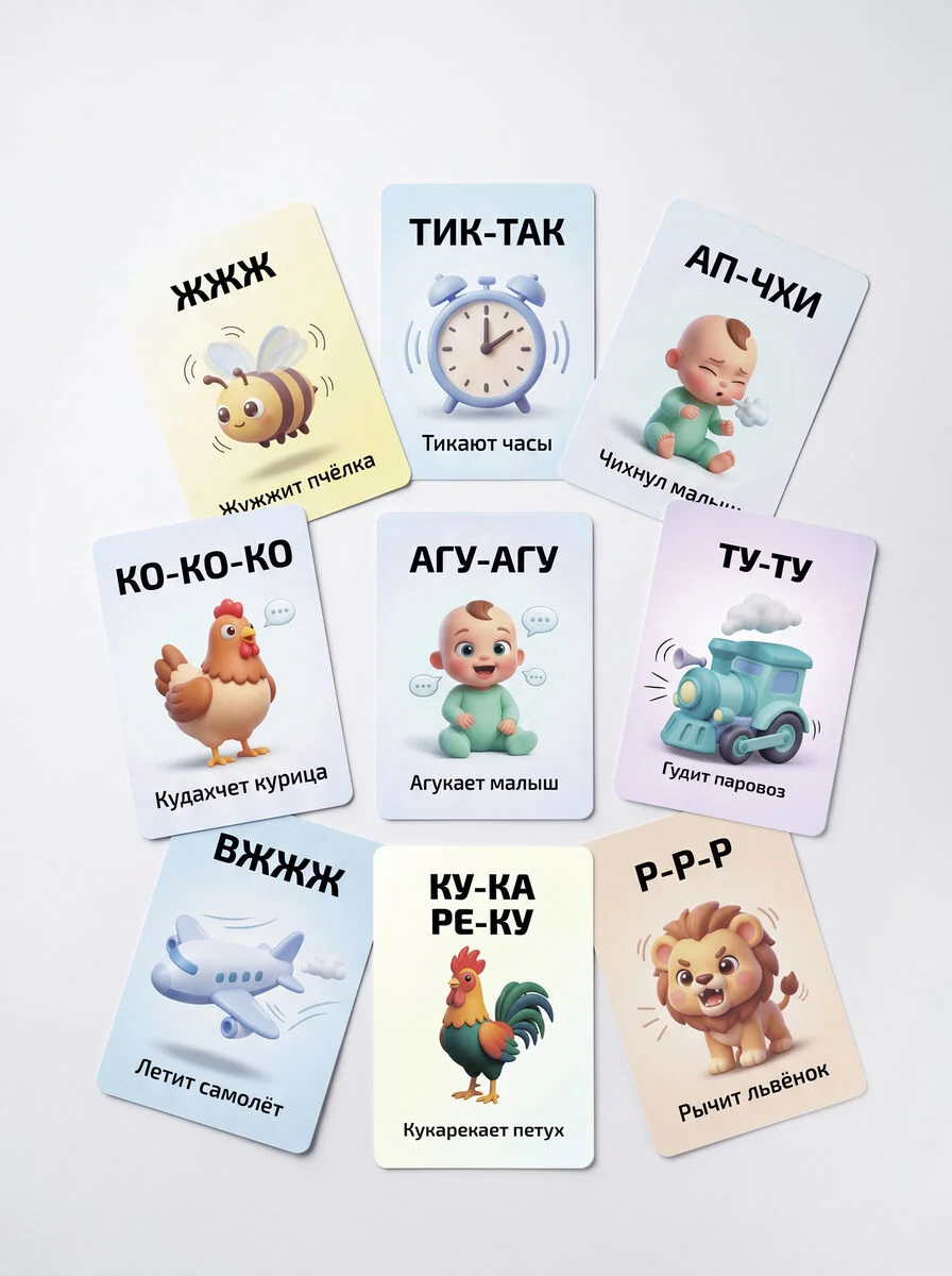 Развивающие карточки со звукоподражаниями