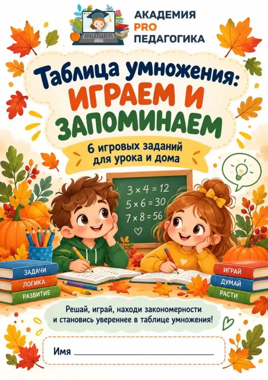 Обложка тетради «Таблица умножения: играем и запоминаем»