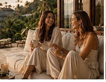 Two women in warm conversation