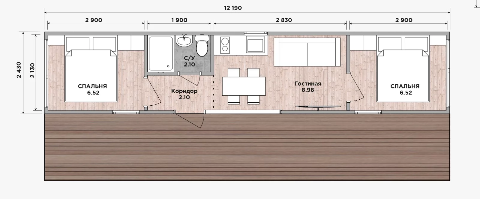 Загородный дом из морского контейнера 40 футов HC - Проект CUBIC HOUSE