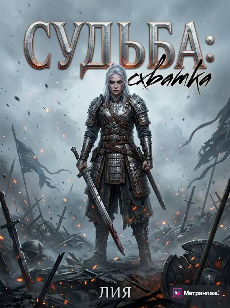 Обложка тёмного фэнтези «Судьба Сварка», созданная нейросетью в онлайн-сервисе