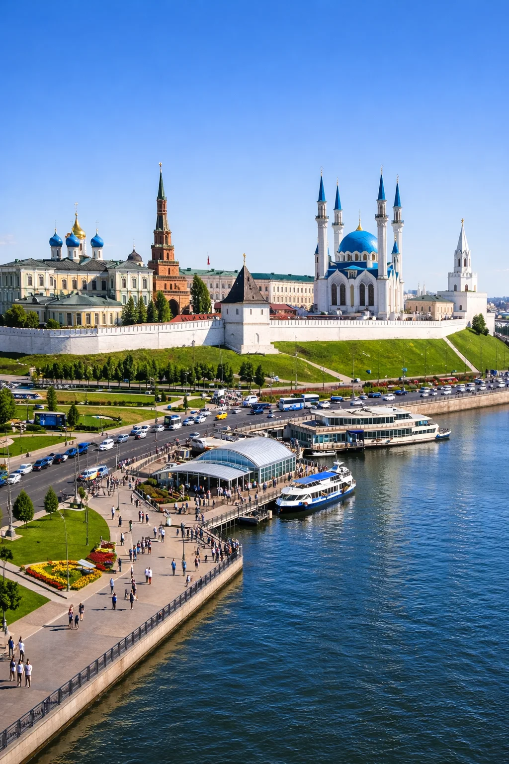 Группа школьников на увлекательной экскурсии в Казани с гидом