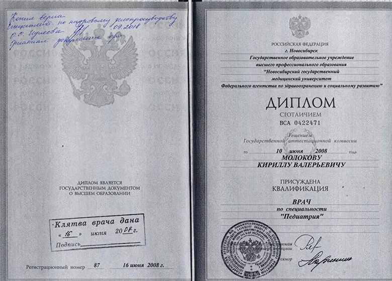 Диплом о мед. образовании