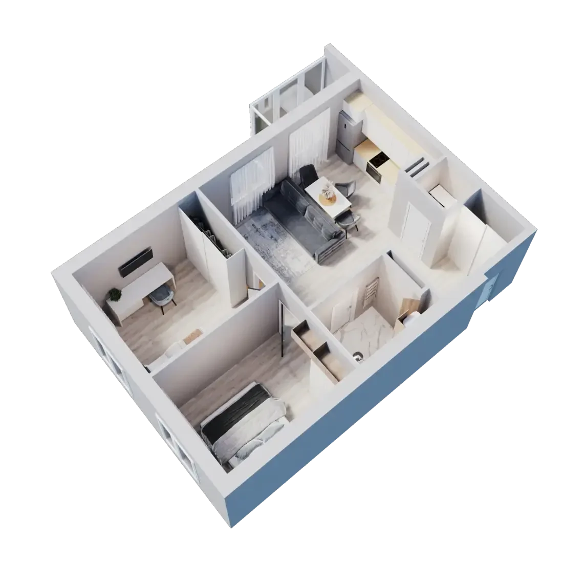 Планировка 55,7 м²