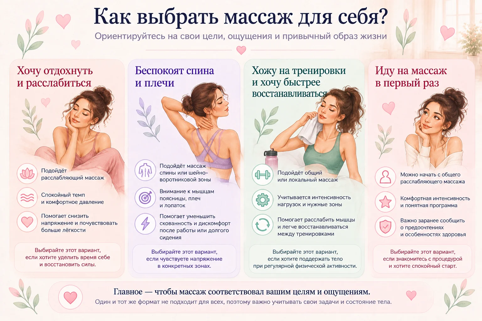 Схема выбора массажа в зависимости от запроса.