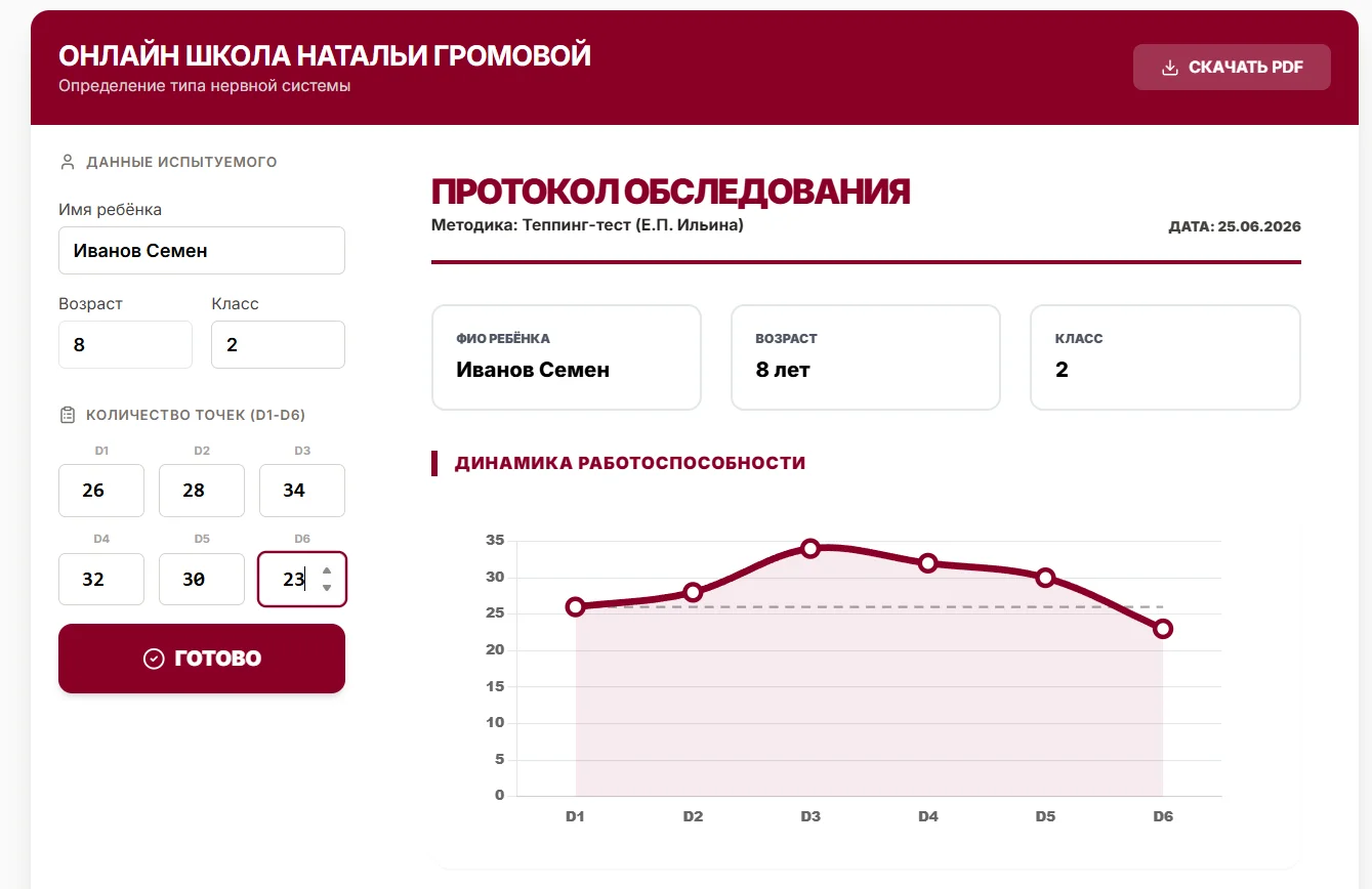 Скрин приложения Tapping Test