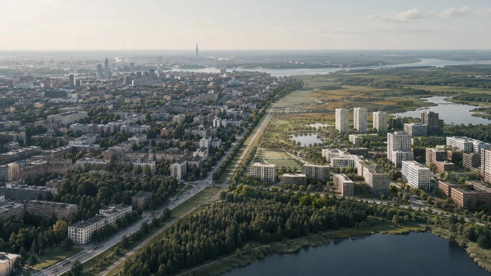 Городская территория с разными сценариями развития