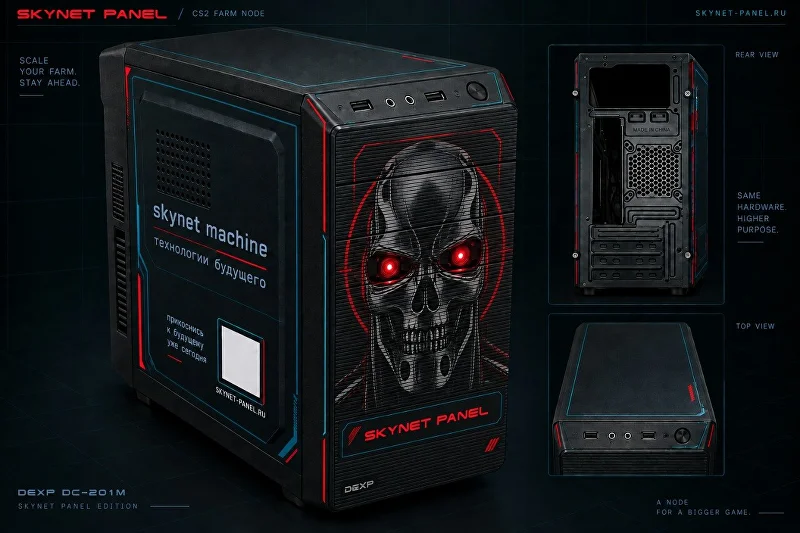 Компьютер SkyNet Machine в фирменном корпусе для фермы CS2