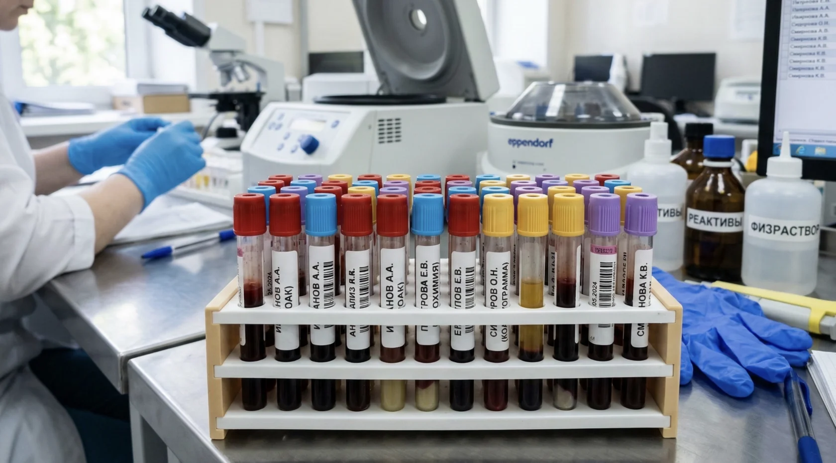 Анализы крови в пробирках