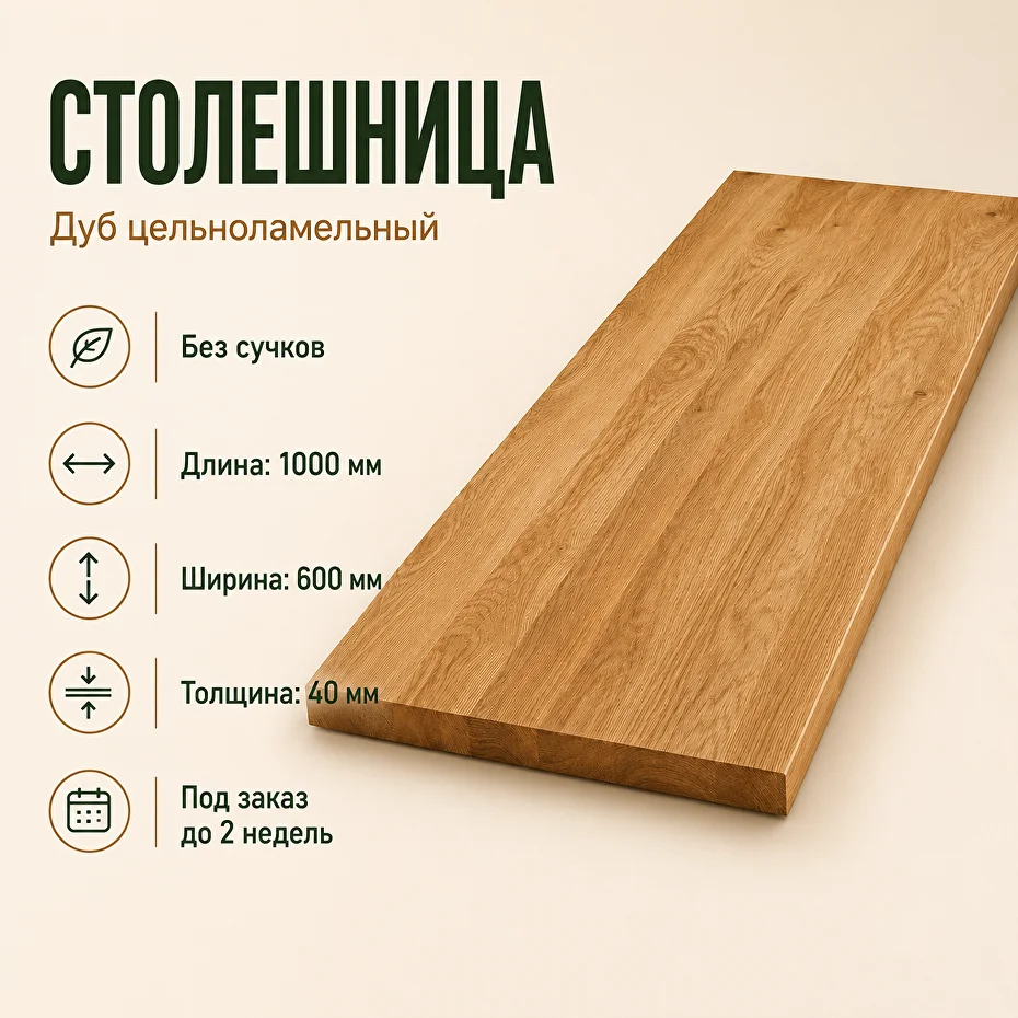 Столешница из дуба 600x1000 мм