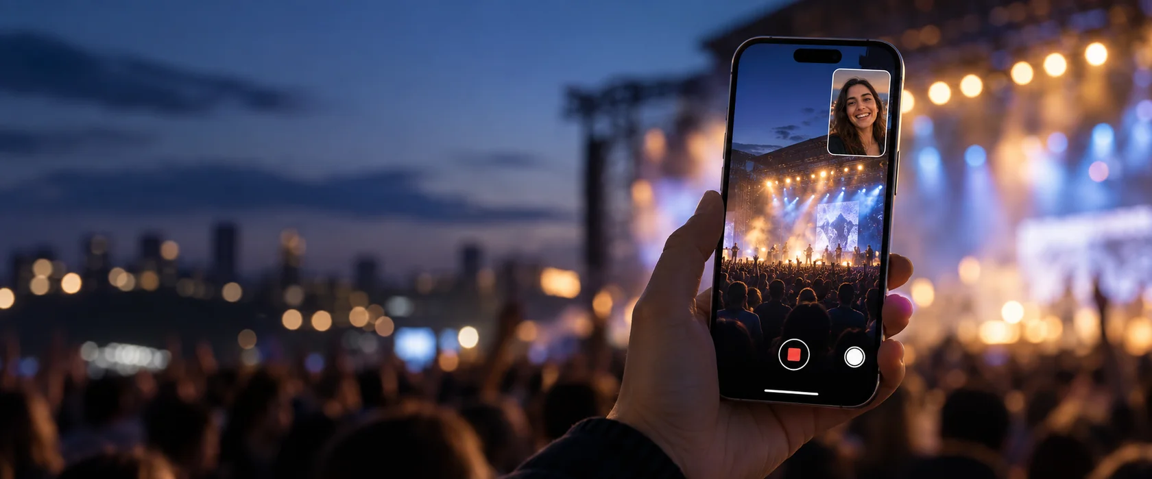 Dual Capture на iPhone: концерт и лицо снимающего в одном видео