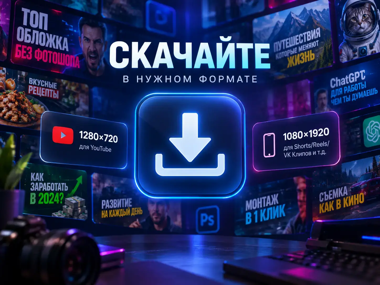 Скриншот интерфейса Метранпаж — скачивание готовой обложки для видео в нужном размере