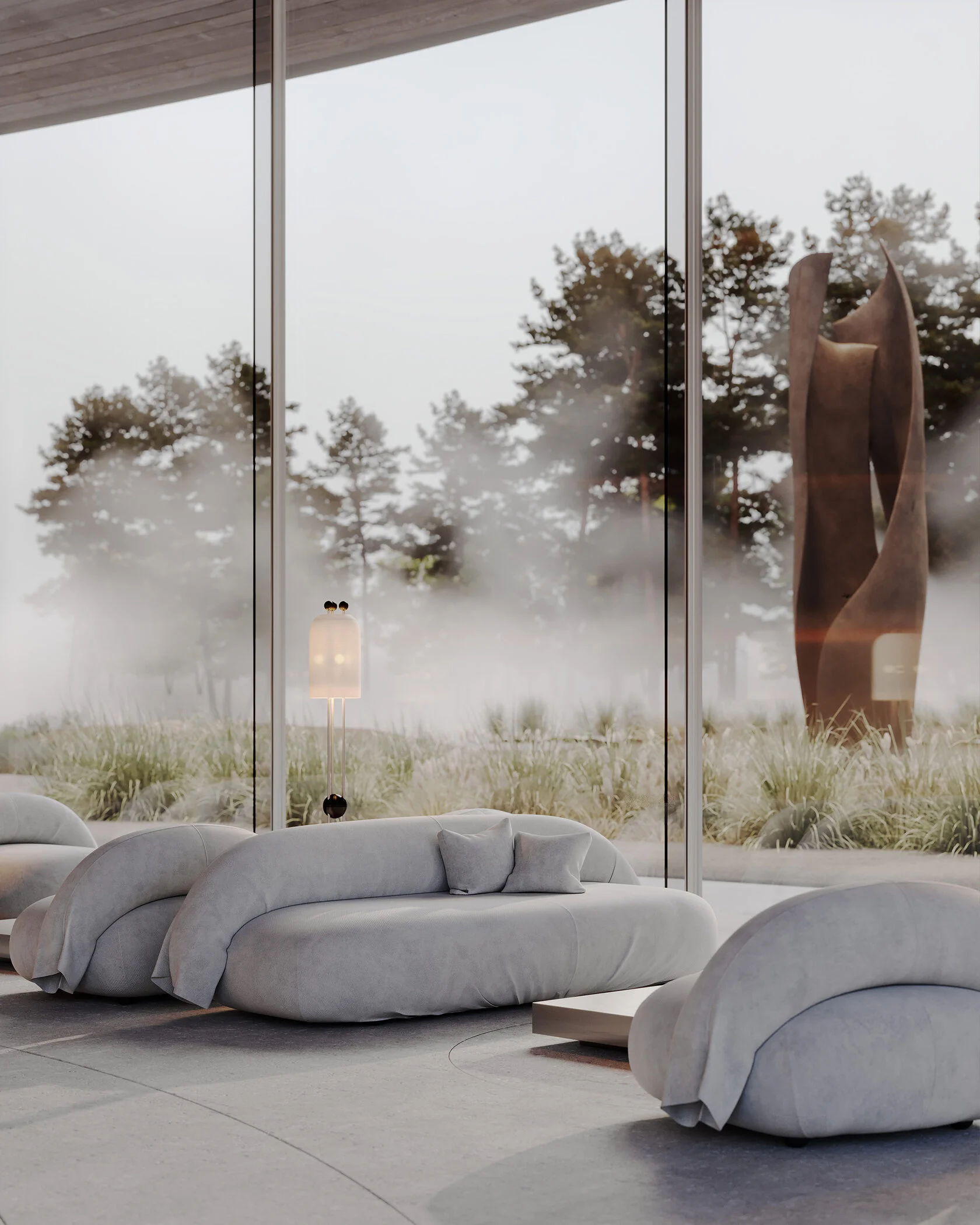 Интерьер welcome-центра комплекса AMAR на Байкале от Babayants Architects