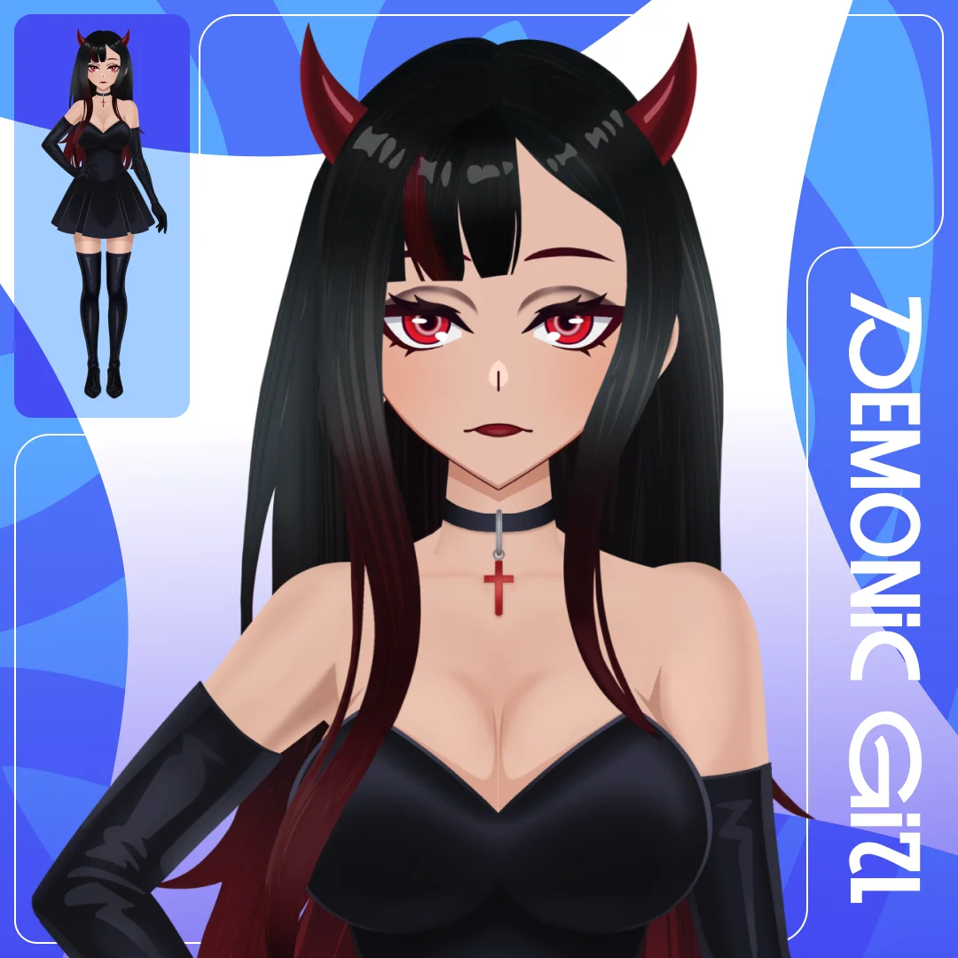VTuber модель демоницы в готическом стиле