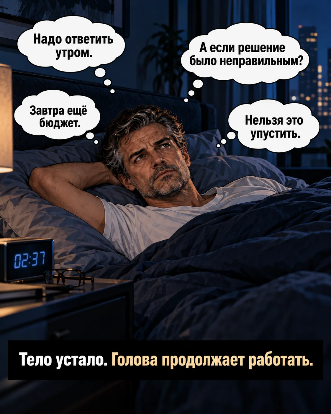 Ночью человек продолжает думать о рабочих задачах