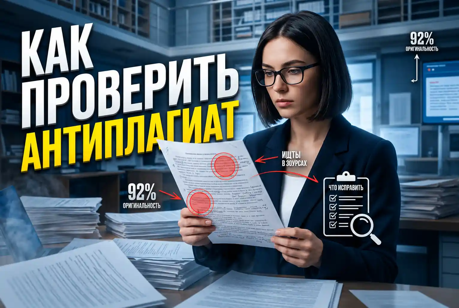 Реклама сервиса проверки на антиплагиат в оформлении поста для соцсетей