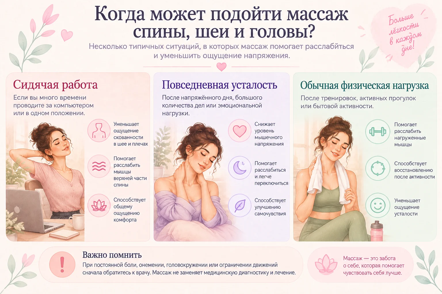 Когда может подойти массаж.