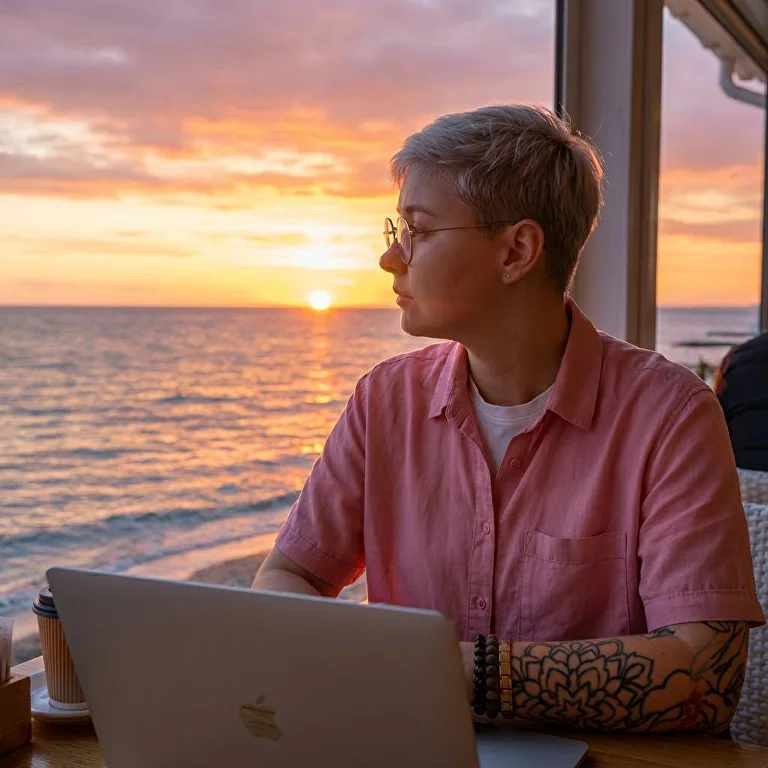 Екатерина Аболмасова у океана