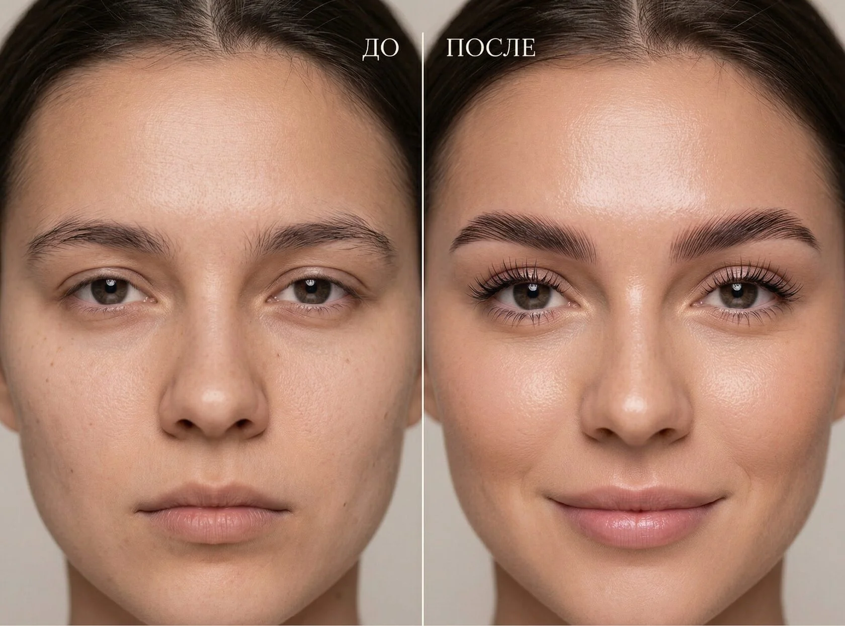 Ламинирование ресниц и архитектура бровей в MagicLashes - фото до и после