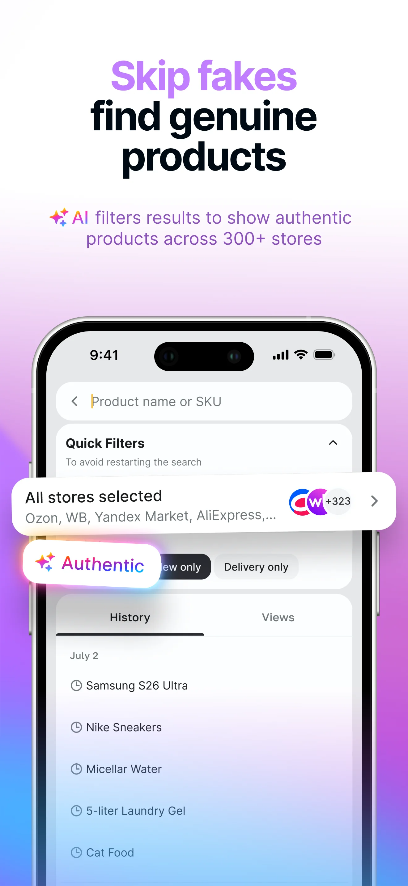 YoloPrice AI filter for original products