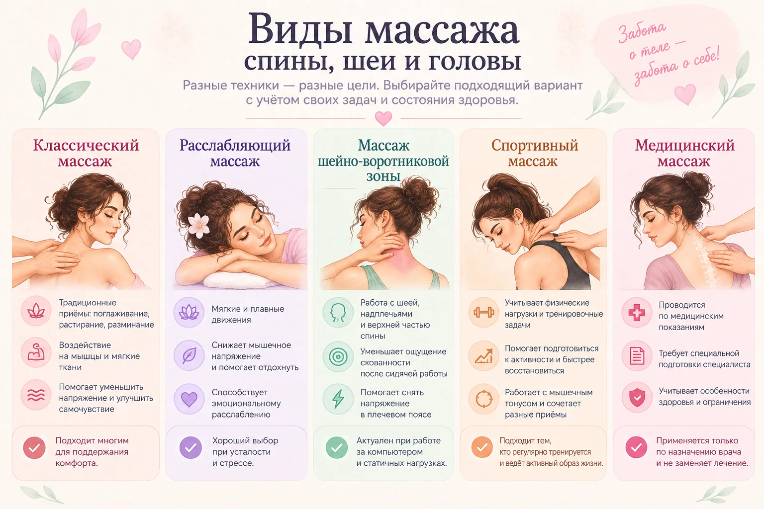 Виды массажа: сравнение пяти форматов.